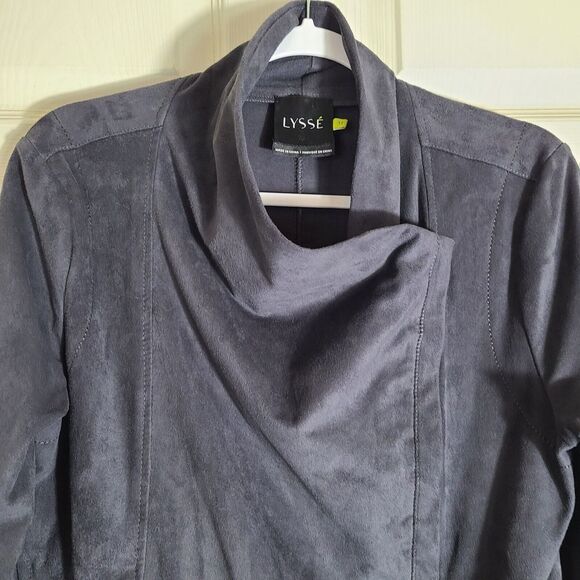 Lysse Women's Size Medium Vegan Suede Zip Moto Jacket Blue-Gray - Picture 4 of 8